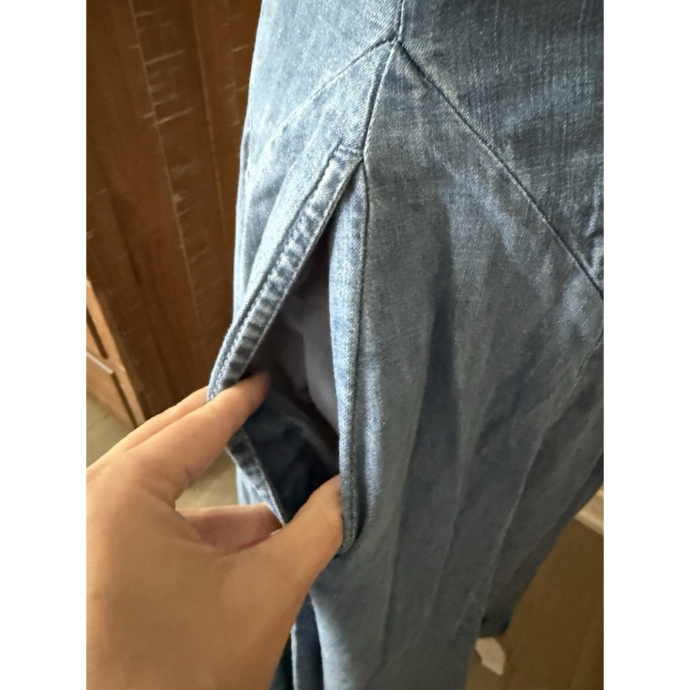 Free People Another Season Midi Dress M Boardwalk Blue Denim $198 Flaw - Picture 6 of 15